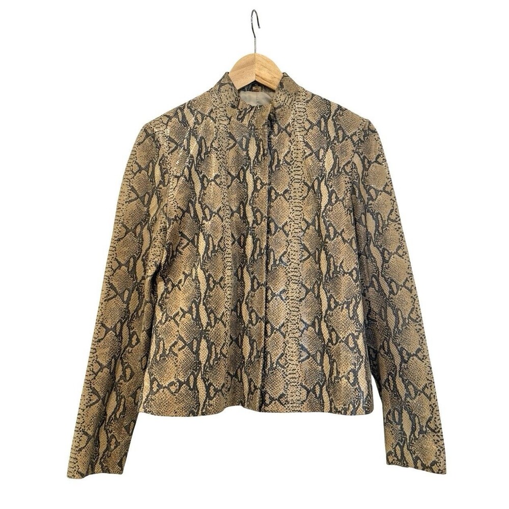 Rem Garson SNAKESKIN Leather Jacket Brown Tan Women’s Small Vintage 80s 90s